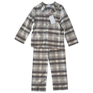 AMIKI - PAJAMAS - 100%COTTON - PLAID - BROWN/BEIGE - NWT